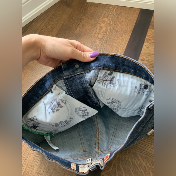 Vintage Y2K Early 2000’S JUICY COUTURE Distressed Denim Shorts Women’s Size 29 - Picture 8 of 16